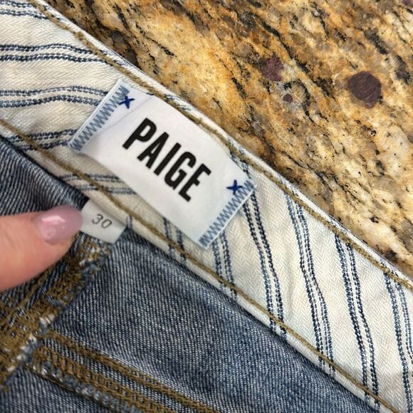 Paige Carter Slim Mid Rise Distressed Cotton Blend Blue Jeans Size 30 - Picture 6 of 11